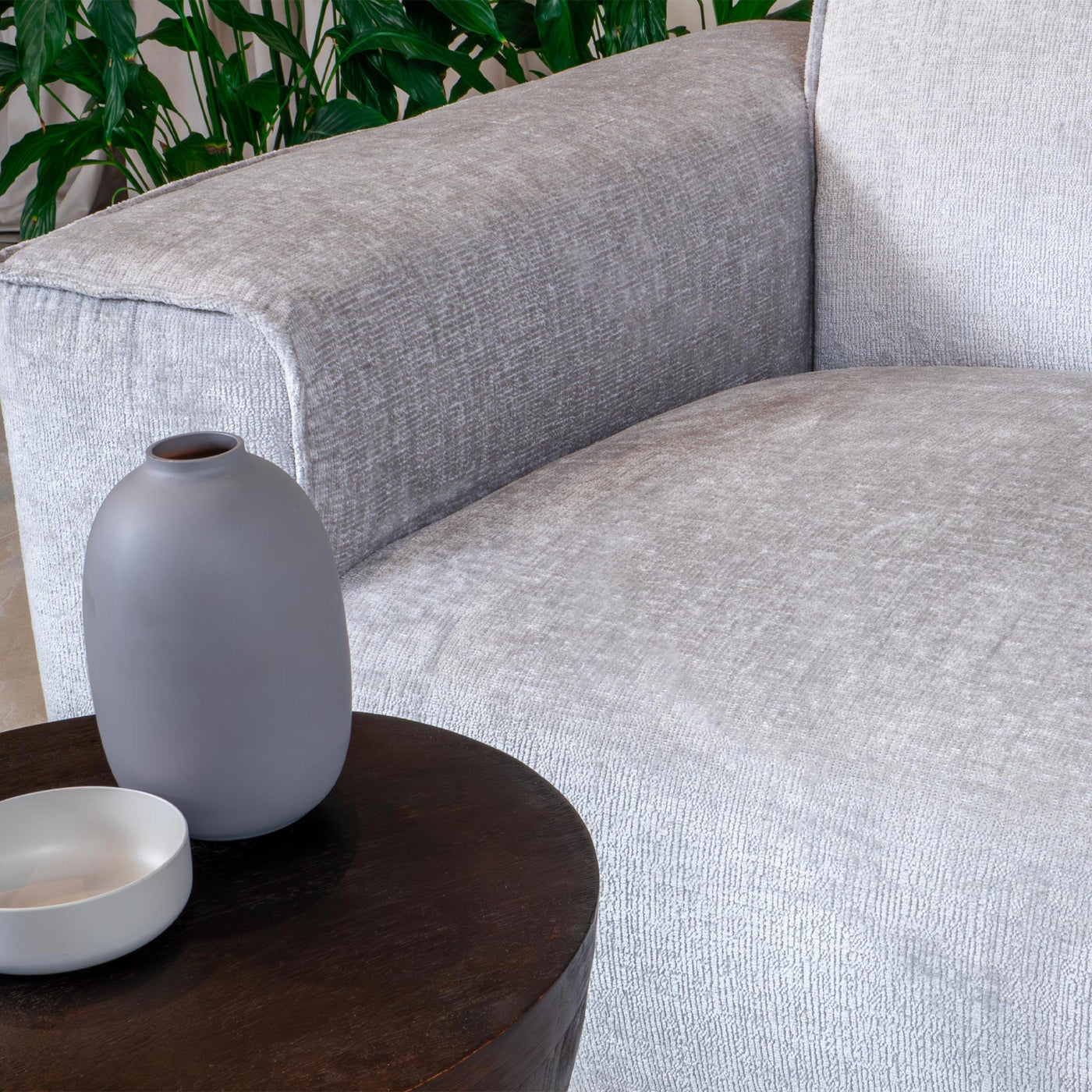 GIULIA Canapé d'angle en tissu gris - Angle droit