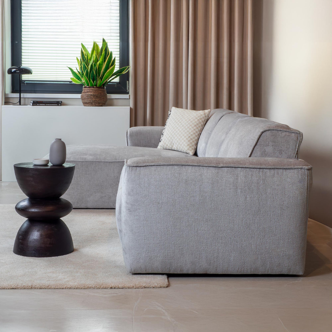 GIULIA Canapé d'angle en tissu gris - Angle gauche