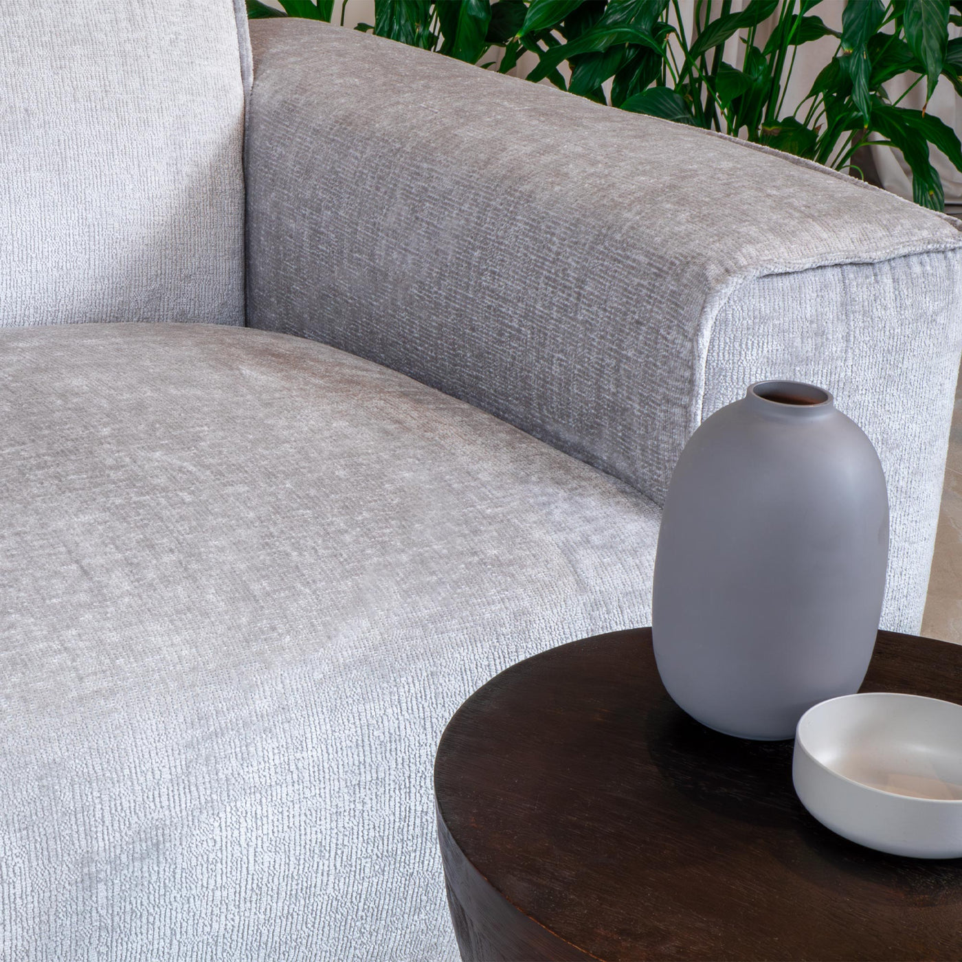 GIULIA Canapé d'angle en tissu gris - Angle gauche