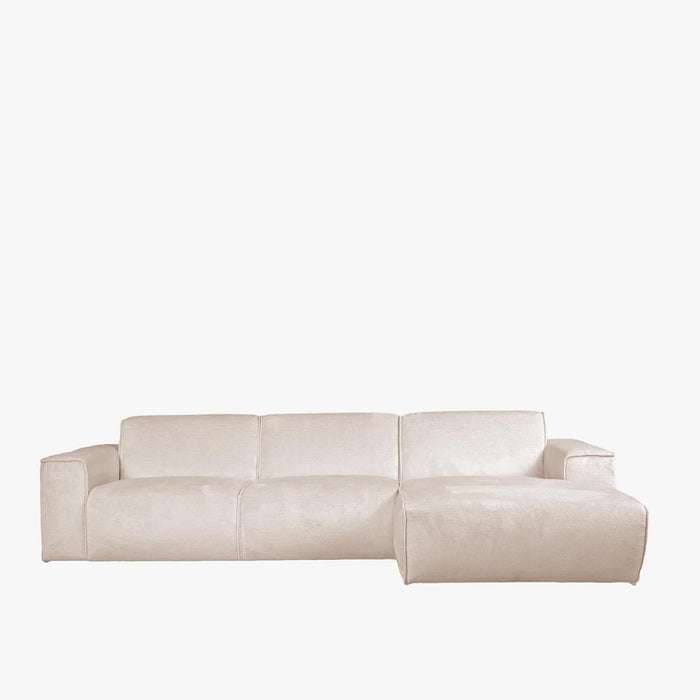 GIULIA Canapé d'angle en tissu beige - Angle droit