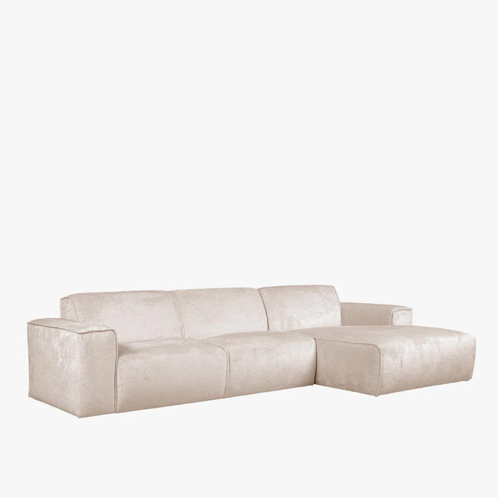 GIULIA Canapé d'angle en tissu beige - Angle droit