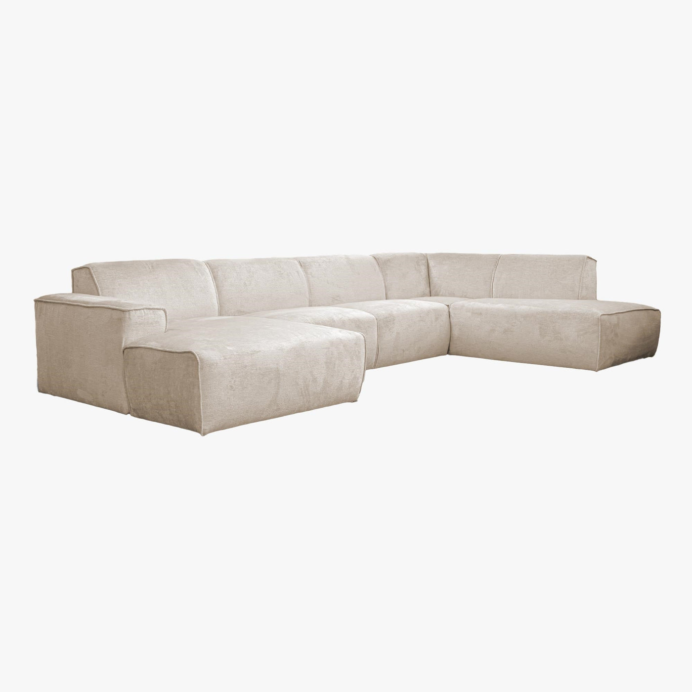 GIULIA Canapé panoramique en tissu beige - Angle droit - Canapés panoramiques - Mobilier Deco