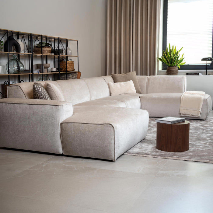GIULIA Canapé panoramique en tissu beige - Angle droit