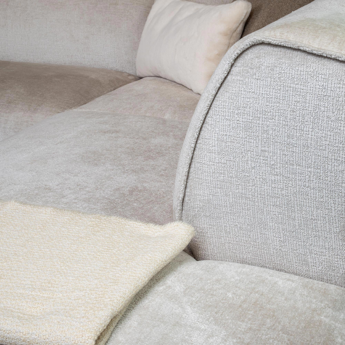 GIULIA Canapé panoramique en tissu beige - Angle droit - Canapés panoramiques - Mobilier Deco