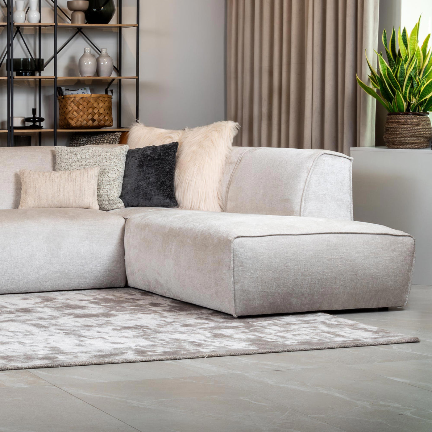 GIULIA Canapé panoramique en tissu beige - Angle droit