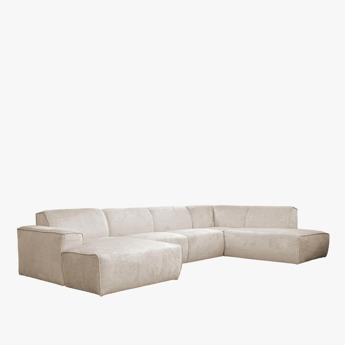 GIULIA Canapé panoramique en tissu beige - Angle gauche