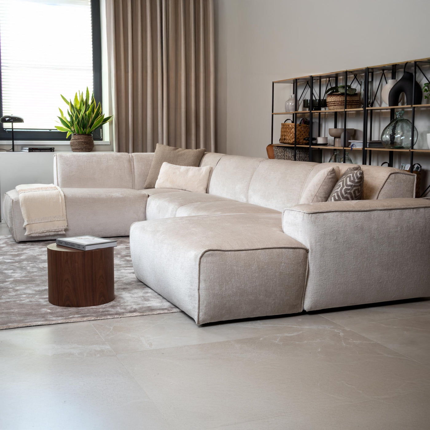GIULIA Canapé panoramique en tissu beige - Angle gauche - Canapés panoramiques - Mobilier Deco