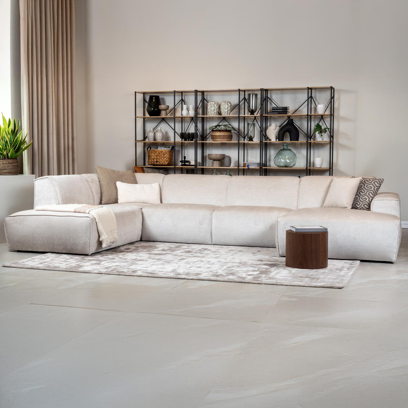 GIULIA Canapé panoramique en tissu beige - Angle gauche - Canapés panoramiques - Mobilier Deco