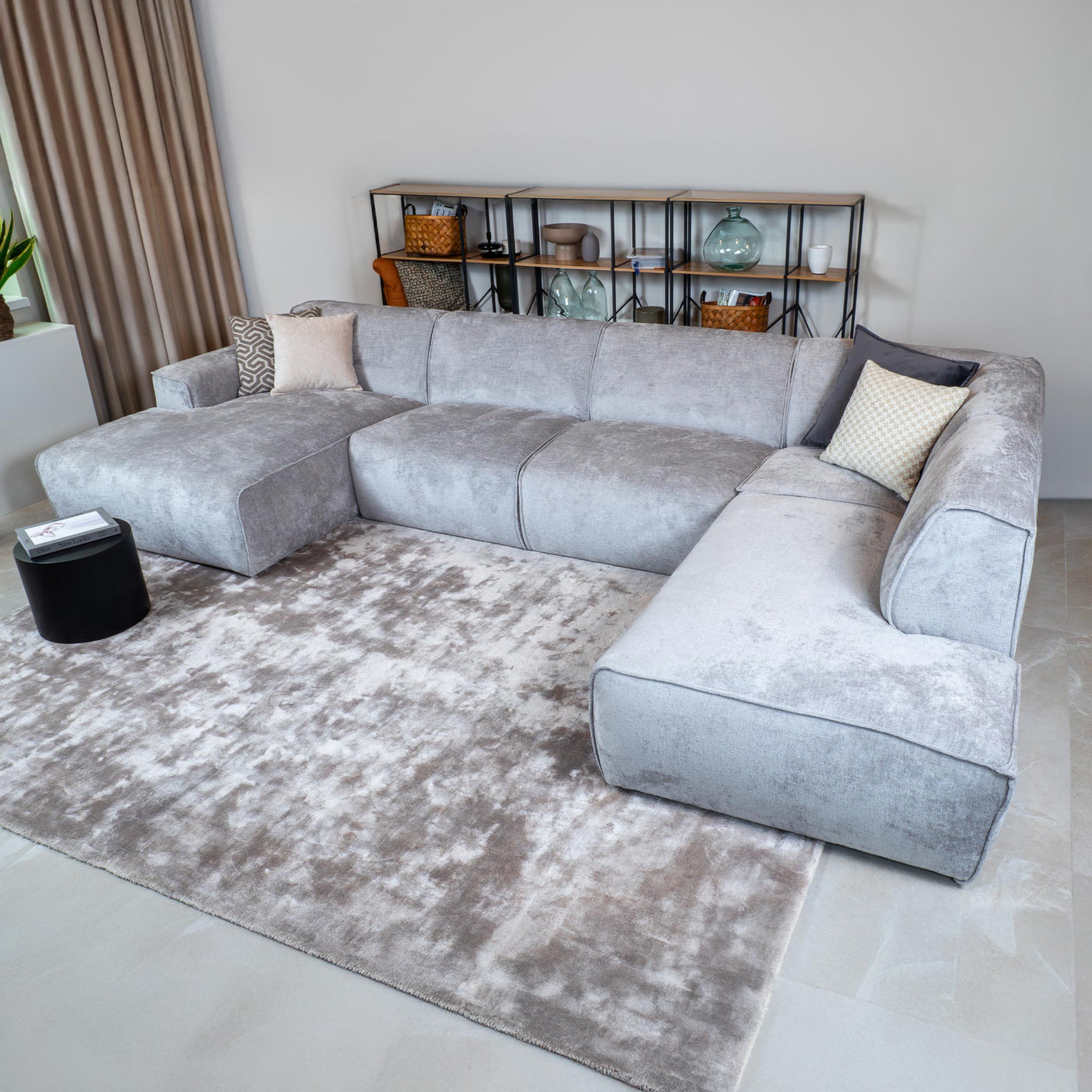 GIULIA Canapé panoramique en tissu gris - Angle droit - Canapés panoramiques - Mobilier Deco