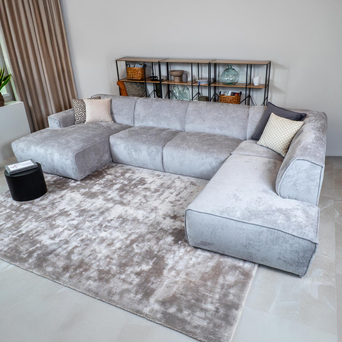 GIULIA Canapé panoramique en tissu gris - Angle droit