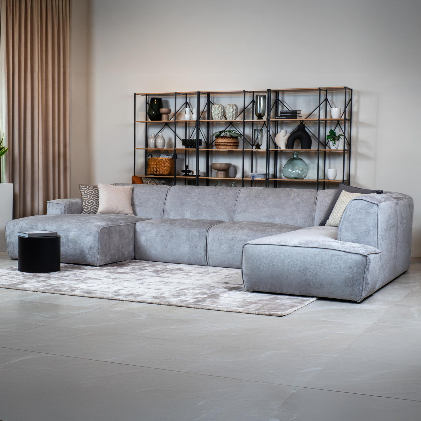 GIULIA Canapé panoramique en tissu gris - Angle droit - Canapés panoramiques - Mobilier Deco