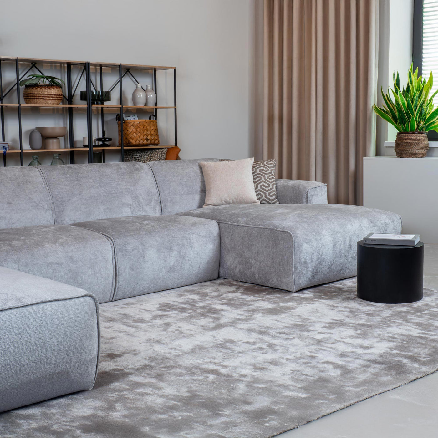 GIULIA Canapé panoramique en tissu gris - Angle gauche - Canapés panoramiques - Mobilier Deco