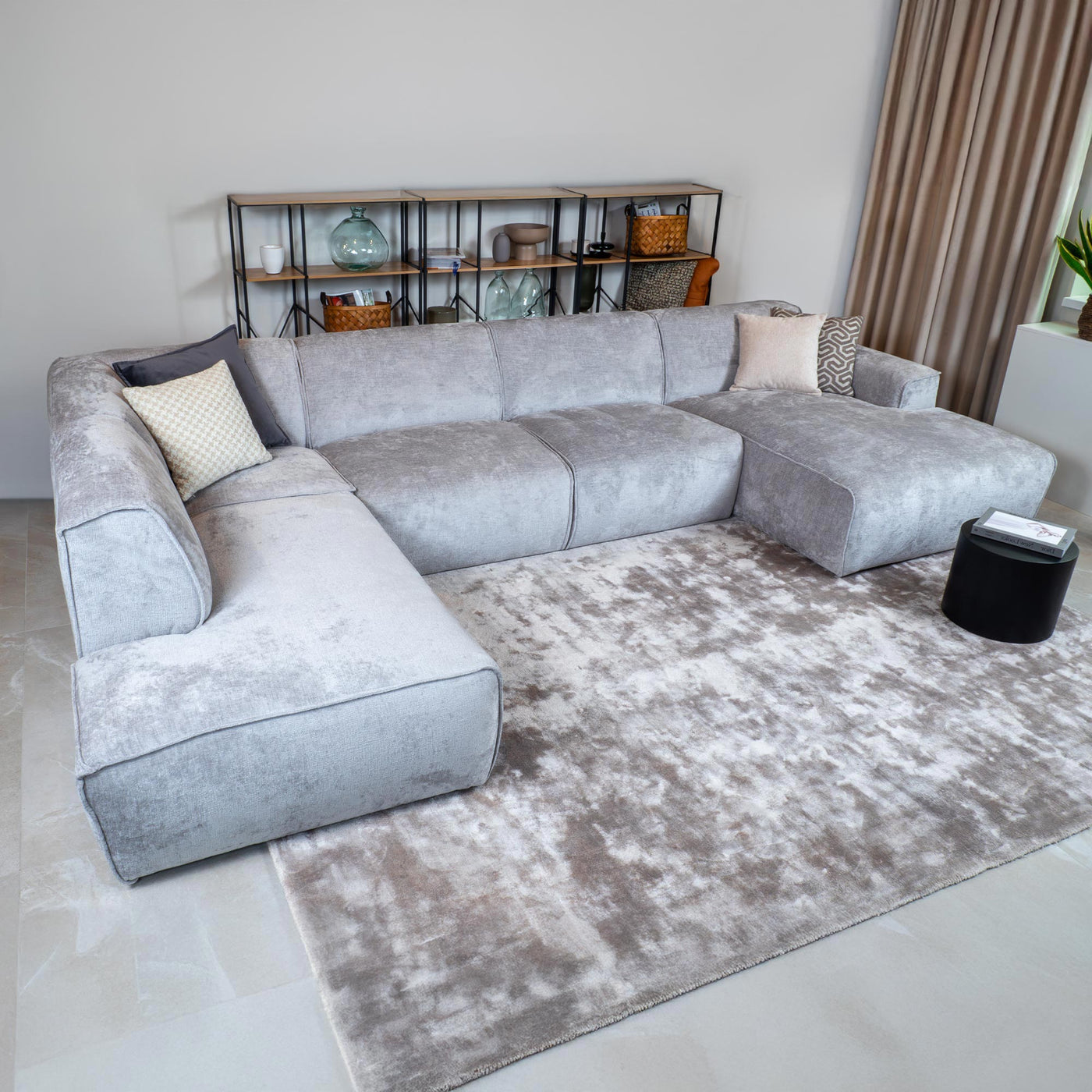 GIULIA Canapé panoramique en tissu gris - Angle gauche - Canapés panoramiques - Mobilier Deco