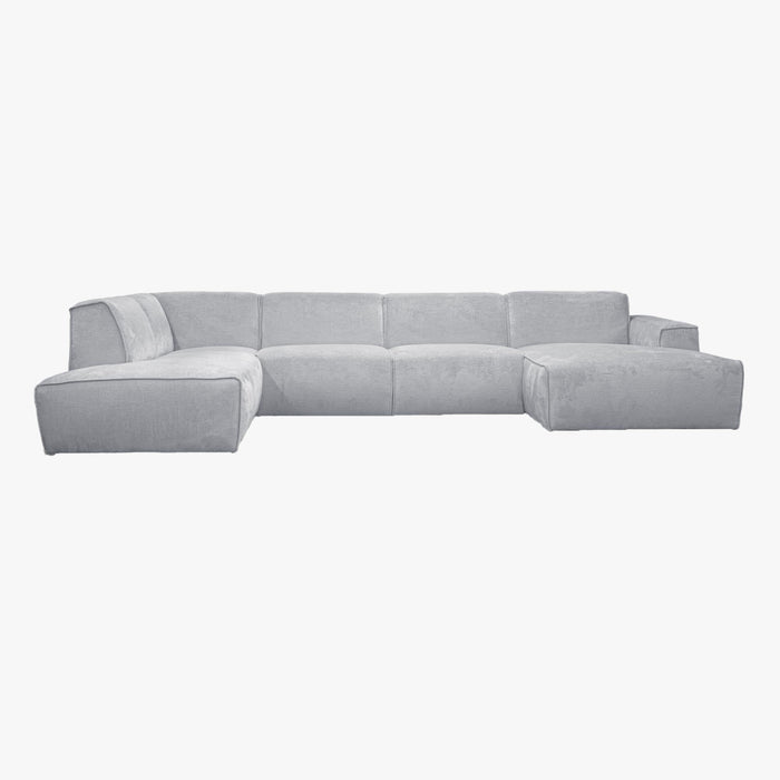 GIULIA Canapé panoramique en tissu gris - Angle gauche