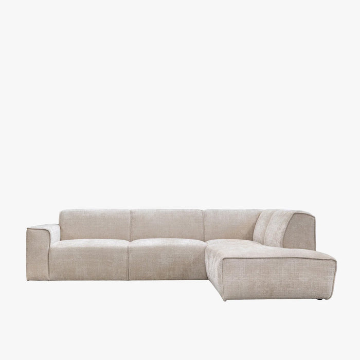 GIULIA XL Canapé d'angle en tissu beige - Angle droit