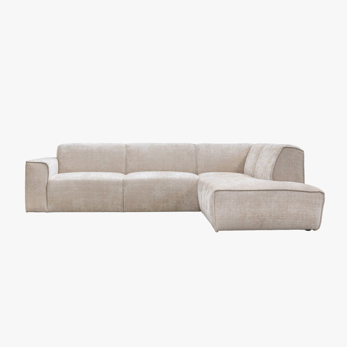 GIULIA XL Canapé d'angle en tissu beige - Angle droit