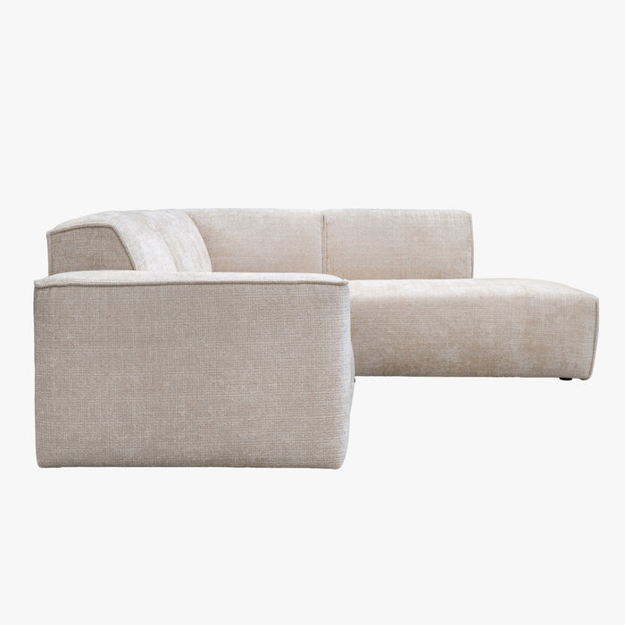 GIULIA XL Canapé d'angle en tissu beige - Angle droit