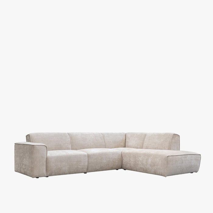 GIULIA XL Canapé d'angle en tissu beige - Angle droit