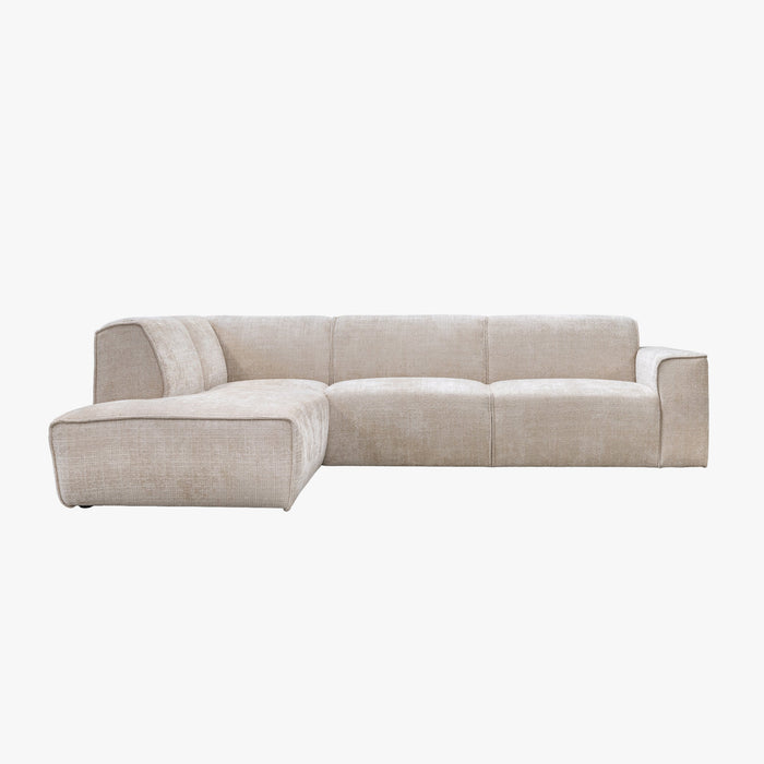 GIULIA XL Canapé d'angle en tissu beige - Angle gauche
