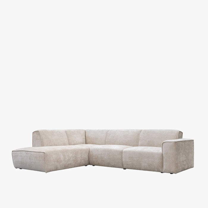 GIULIA XL Canapé d'angle en tissu beige - Angle gauche