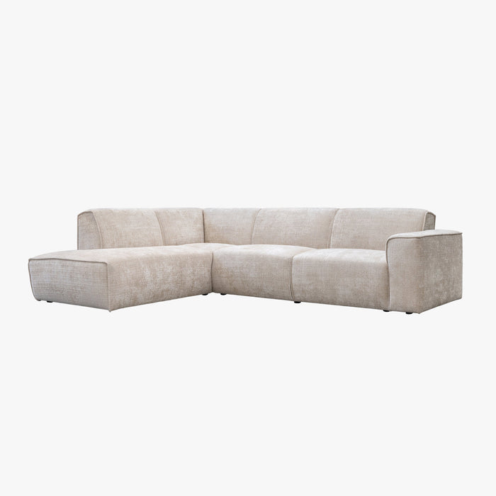 GIULIA XL Canapé d'angle en tissu beige - Angle gauche