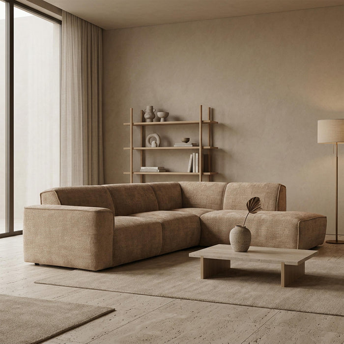 GIULIA XL Canapé d'angle en tissu taupe - Angle droit – Canapés d'angle Mobilier Deco