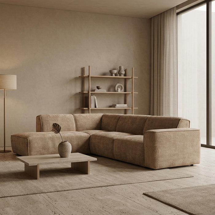 GIULIA XL Canapé d'angle en tissu taupe - Angle gauche – Canapés d'angle Mobilier Deco