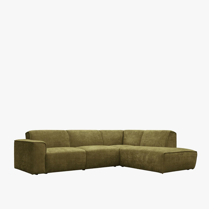 GIULIA XL Canapé d'angle en tissu vert - Angle droit
