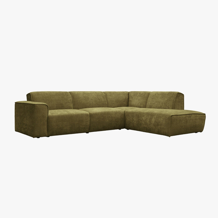 GIULIA XL Canapé d'angle en tissu vert - Angle droit