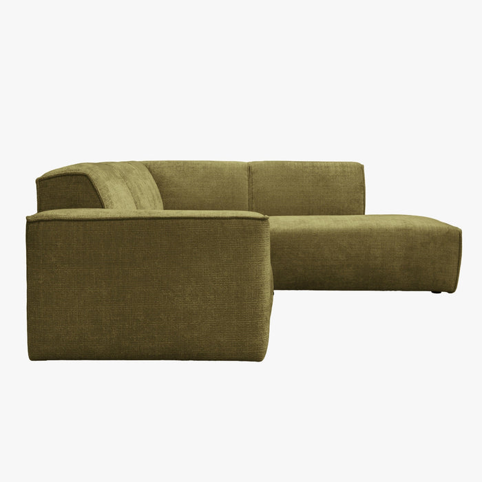 GIULIA XL Canapé d'angle en tissu vert - Angle droit