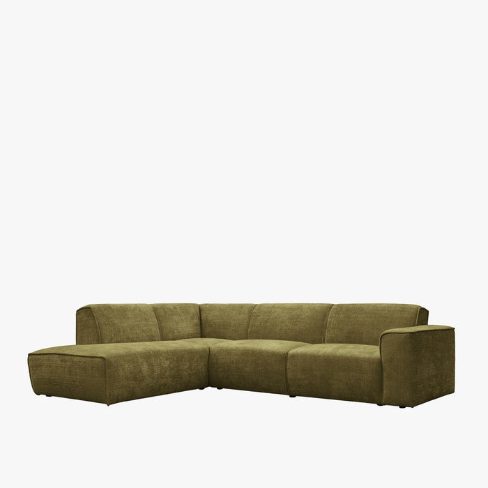 GIULIA XL Canapé d'angle en tissu vert - Angle gauche