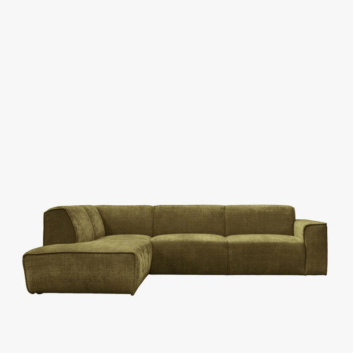GIULIA XL Canapé d'angle en tissu vert - Angle gauche