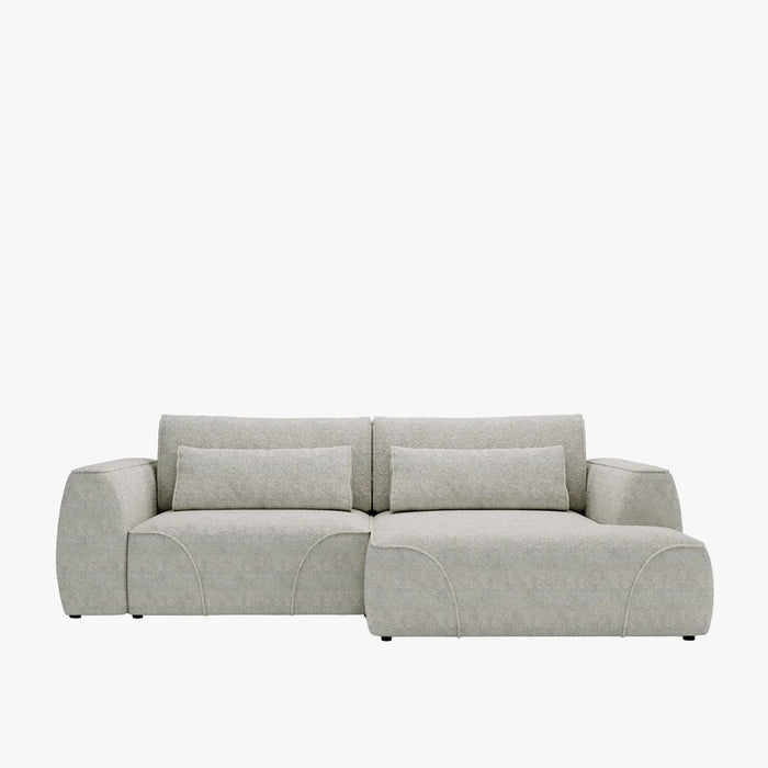 GRACE Canapé d'angle convertible avec coffre en tissu beige - Angle droit