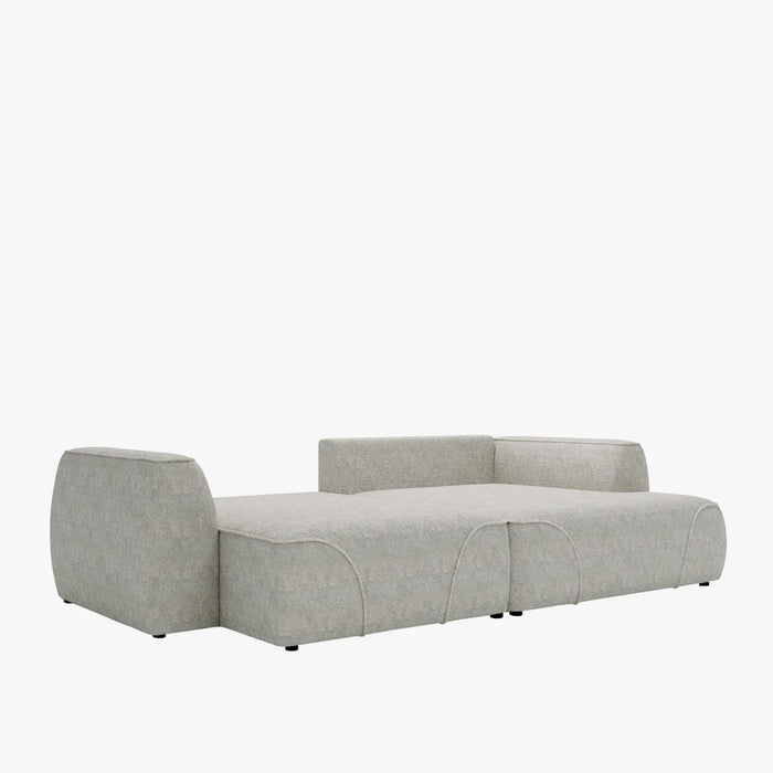 GRACE Canapé d'angle convertible avec coffre en tissu beige - Angle droit