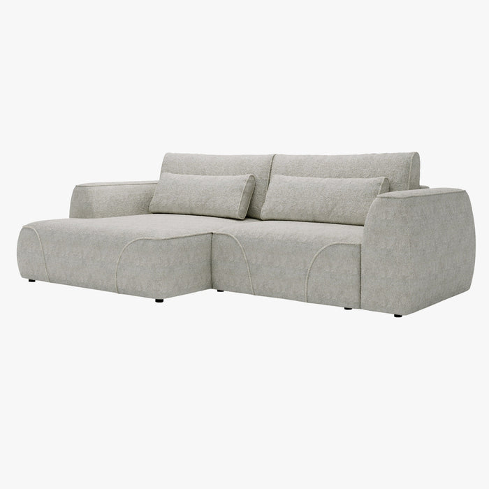 GRACE Canapé d'angle convertible avec coffre en tissu beige - Angle gauche