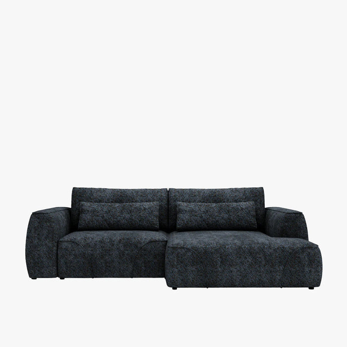 GRACE Canapé d'angle convertible avec coffre en tissu bleu - Angle droit