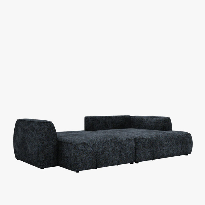 GRACE Canapé d'angle convertible avec coffre en tissu bleu - Angle droit