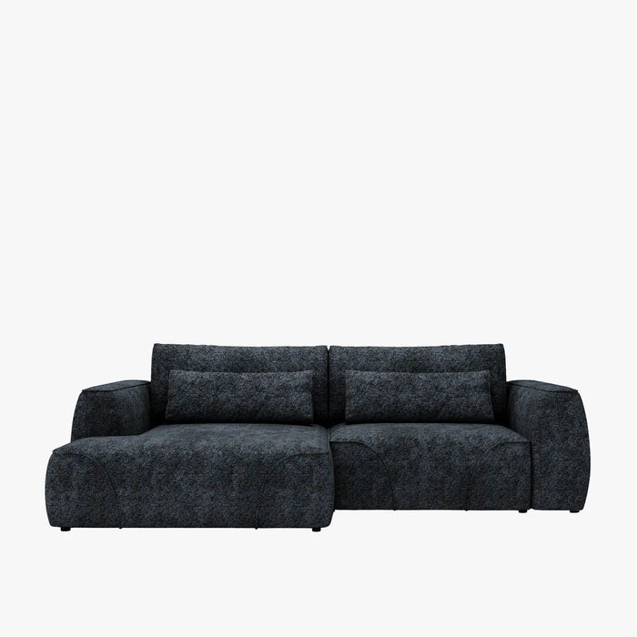 GRACE Canapé d'angle convertible avec coffre en tissu bleu - Angle gauche