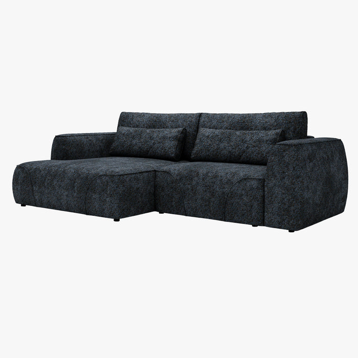 GRACE Canapé d'angle convertible avec coffre en tissu bleu - Angle gauche