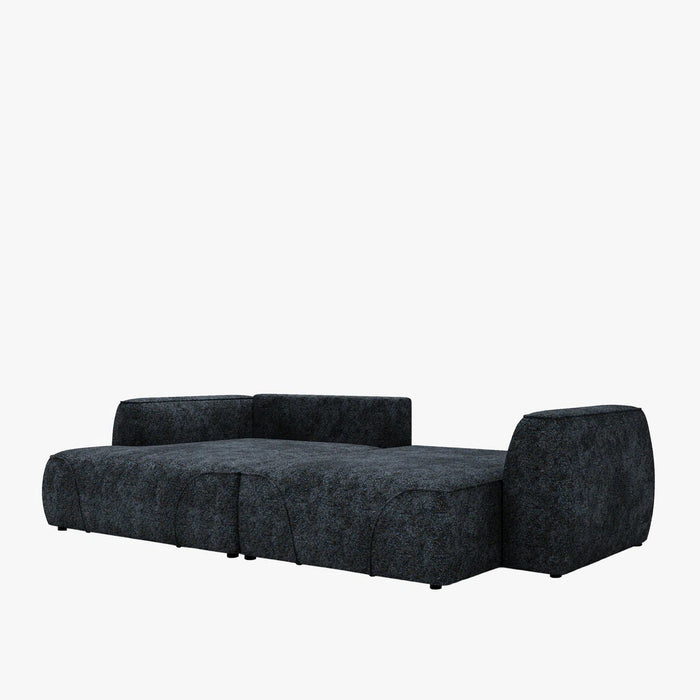 GRACE Canapé d'angle convertible avec coffre en tissu bleu - Angle gauche