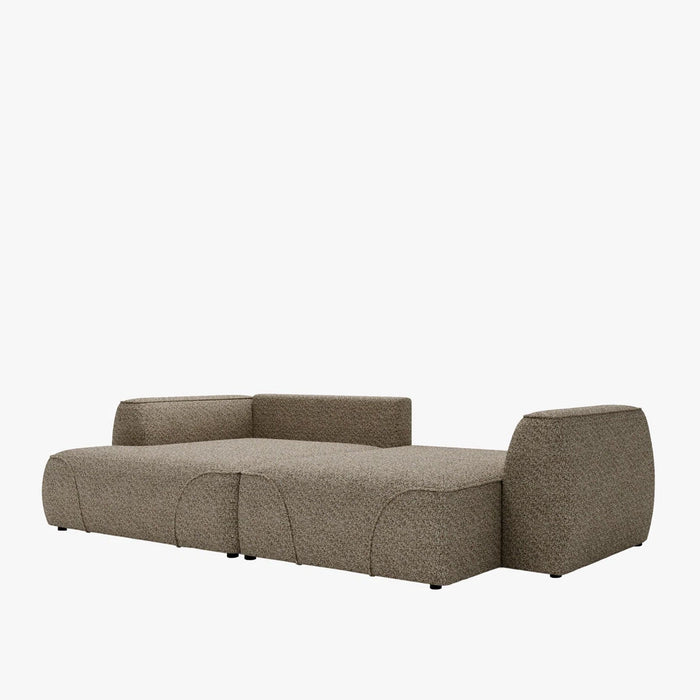 GRACE Canapé d'angle convertible avec coffre en tissu taupe - Angle gauche