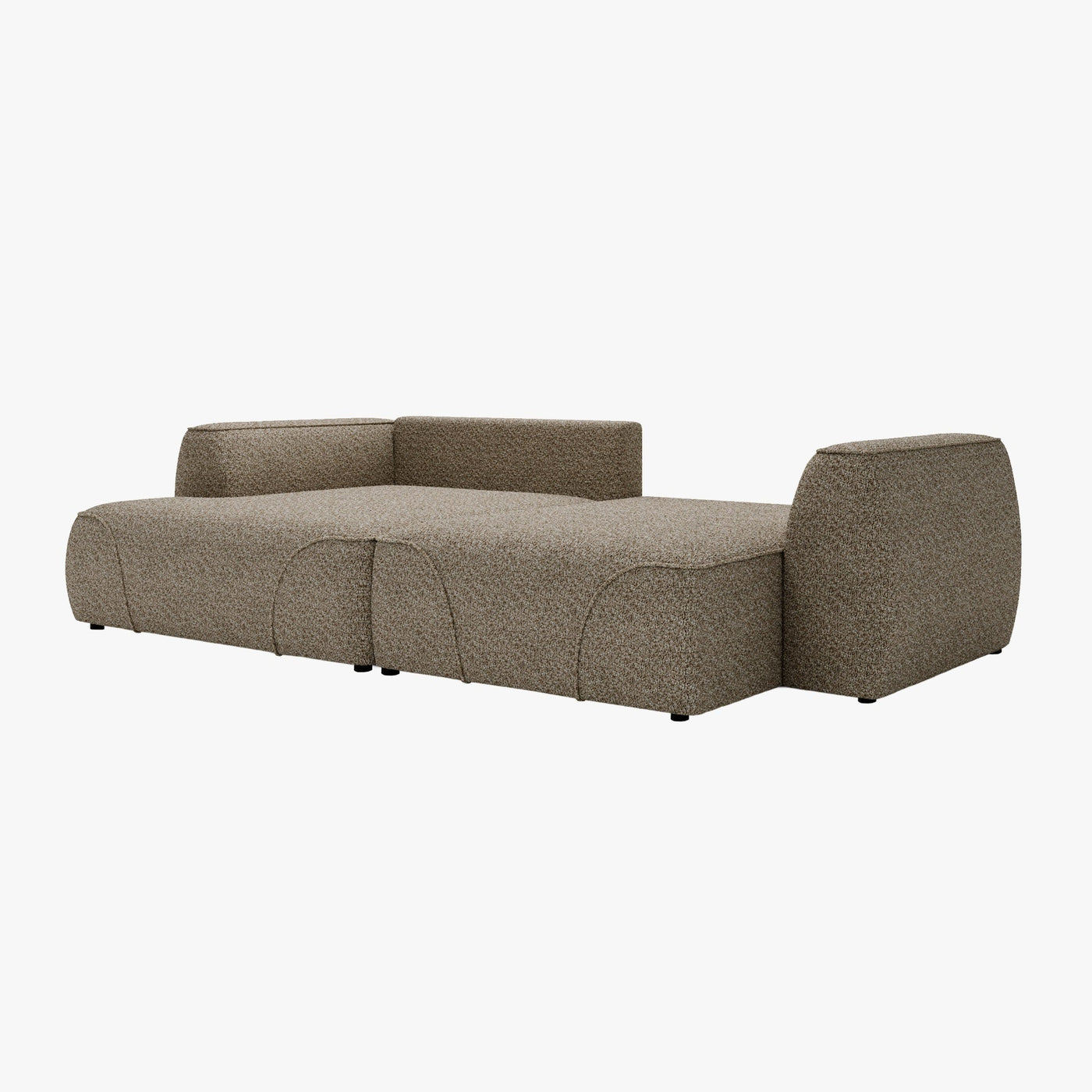 GRACE Canapé d'angle convertible avec coffre en tissu taupe - Angle gauche - Canapé d'angle convertible - Mobilier Deco