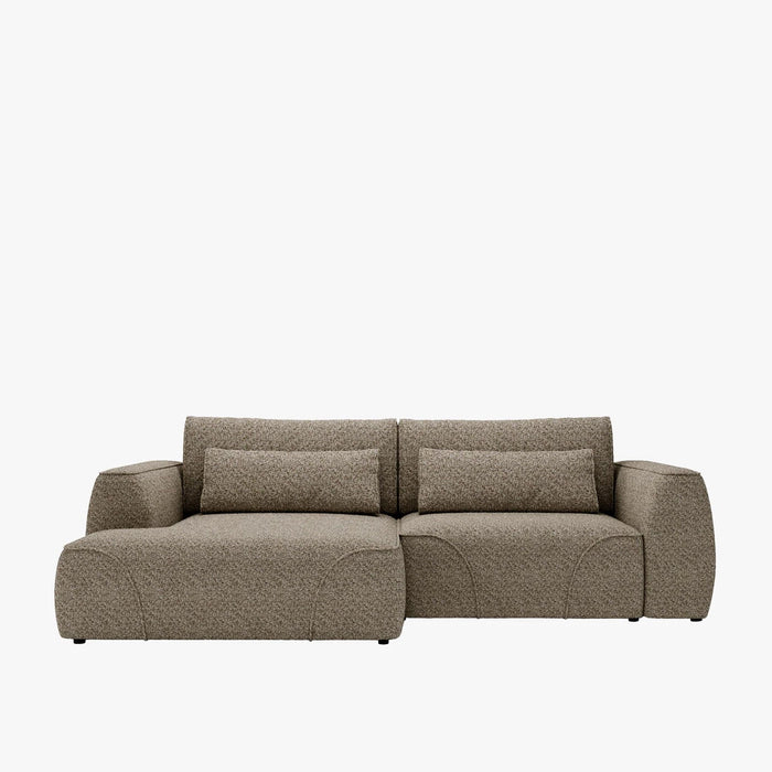 GRACE Canapé d'angle convertible avec coffre en tissu taupe - Angle gauche