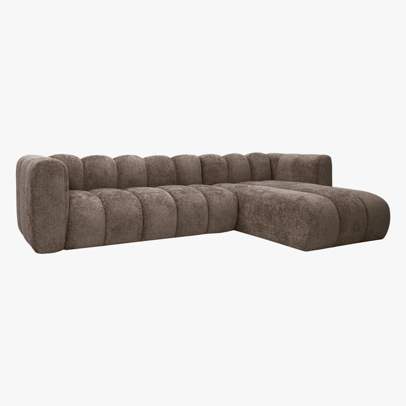 GABY Canapé d'angle réversible en tissu taupe foncé