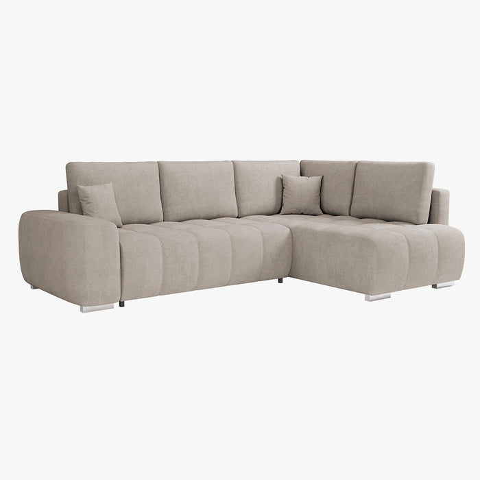 GYLIAN Canapé d'angle réversible et convertible avec coffre en tissu beige