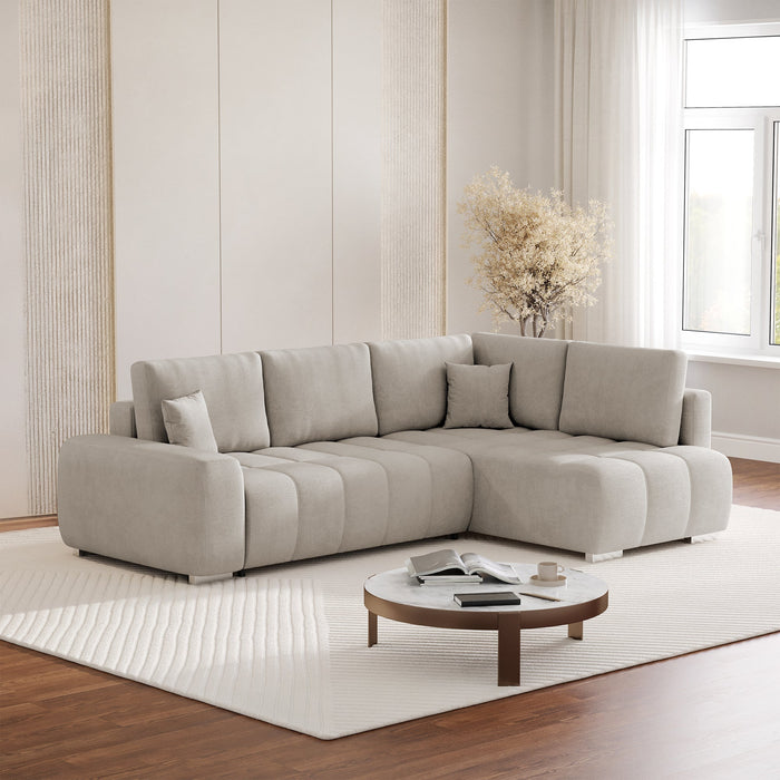 GYLIAN Canapé d'angle réversible et convertible avec coffre en tissu beige