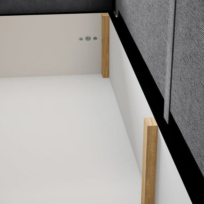 GYLIAN Canapé d'angle réversible et convertible avec coffre en tissu gris