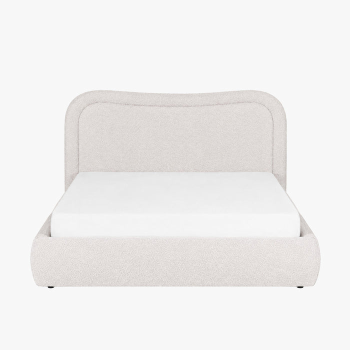 HAGA Lit double en tissu bouclette beige avec coffre 160x200 cm
