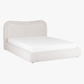 HAGA Lit double en tissu bouclette beige avec coffre 160x200 cm