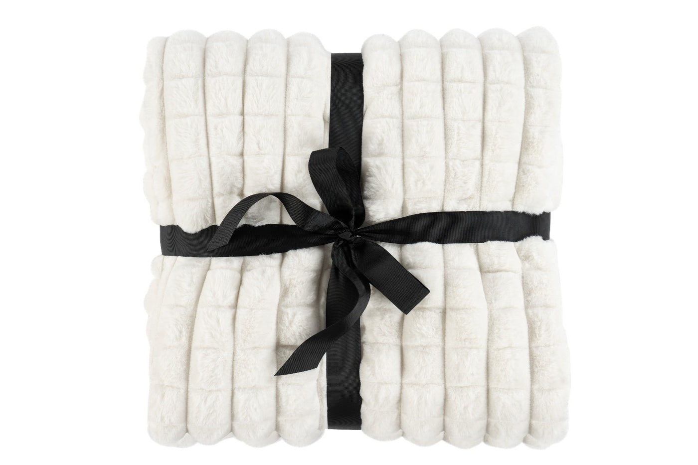 HARMONY Plaid tissu doux polyester blanc écru 150x200 cm
